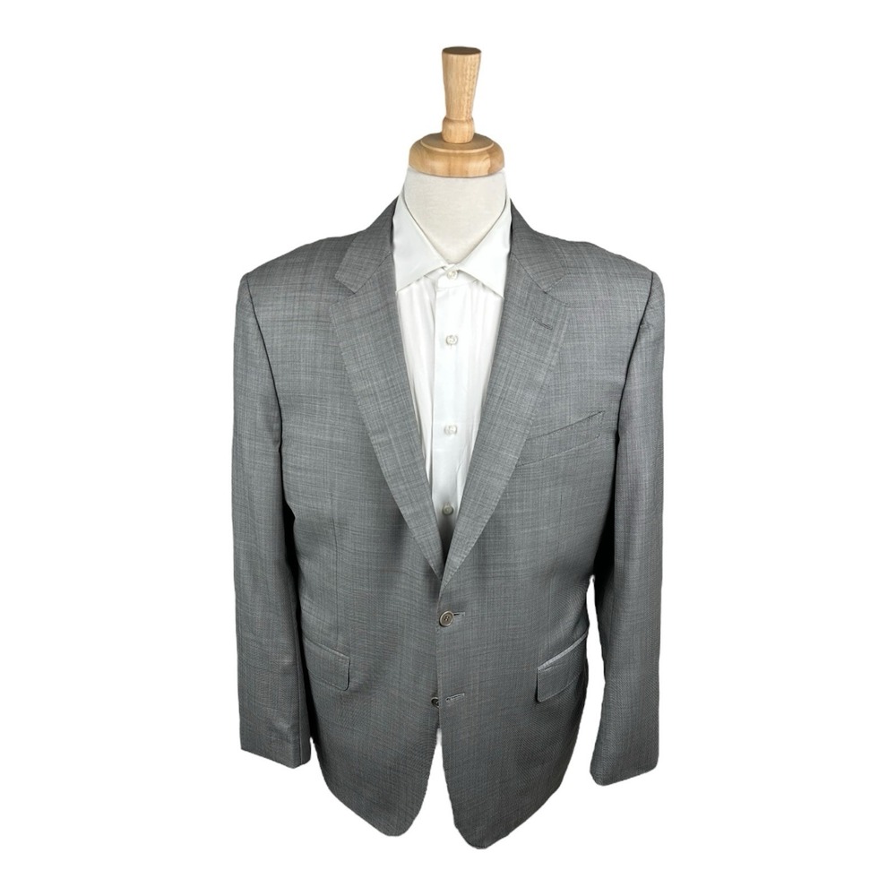 Canali 1934 Current Gray Woven Pure Wool 2 Btn Men's‎ Sportcoat Size 46R